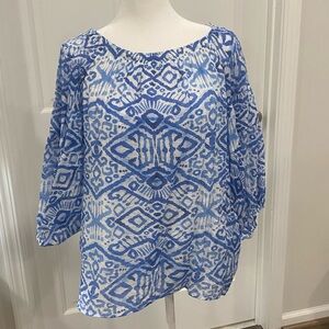 Blue Patterned Women's Top